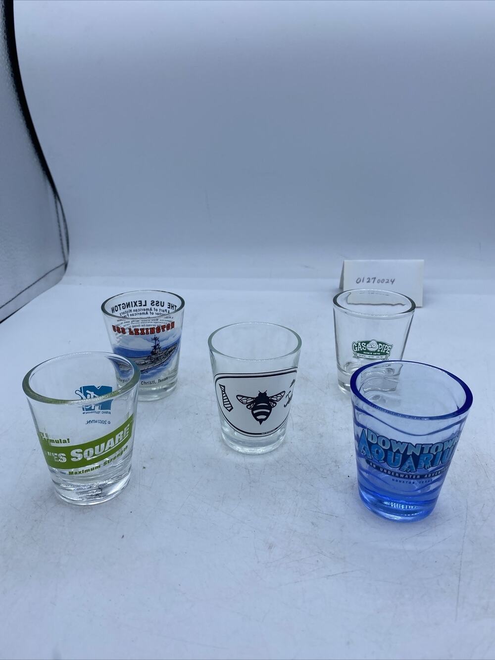 Lot of 5 Vintage Souvenir Shot Glasses Collectible TX, NY, Gas Pipe And More